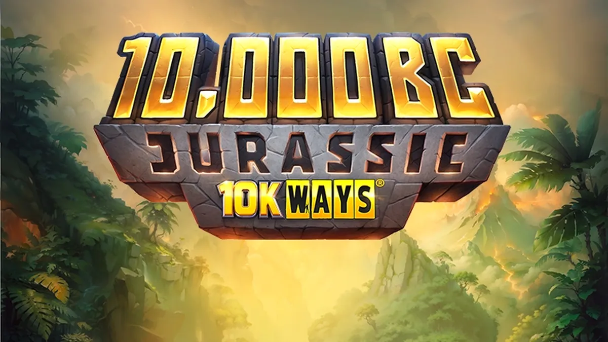 Tampilan visual permainan slot 10,000 BC Jurassic 10K Ways dengan tema prasejarah