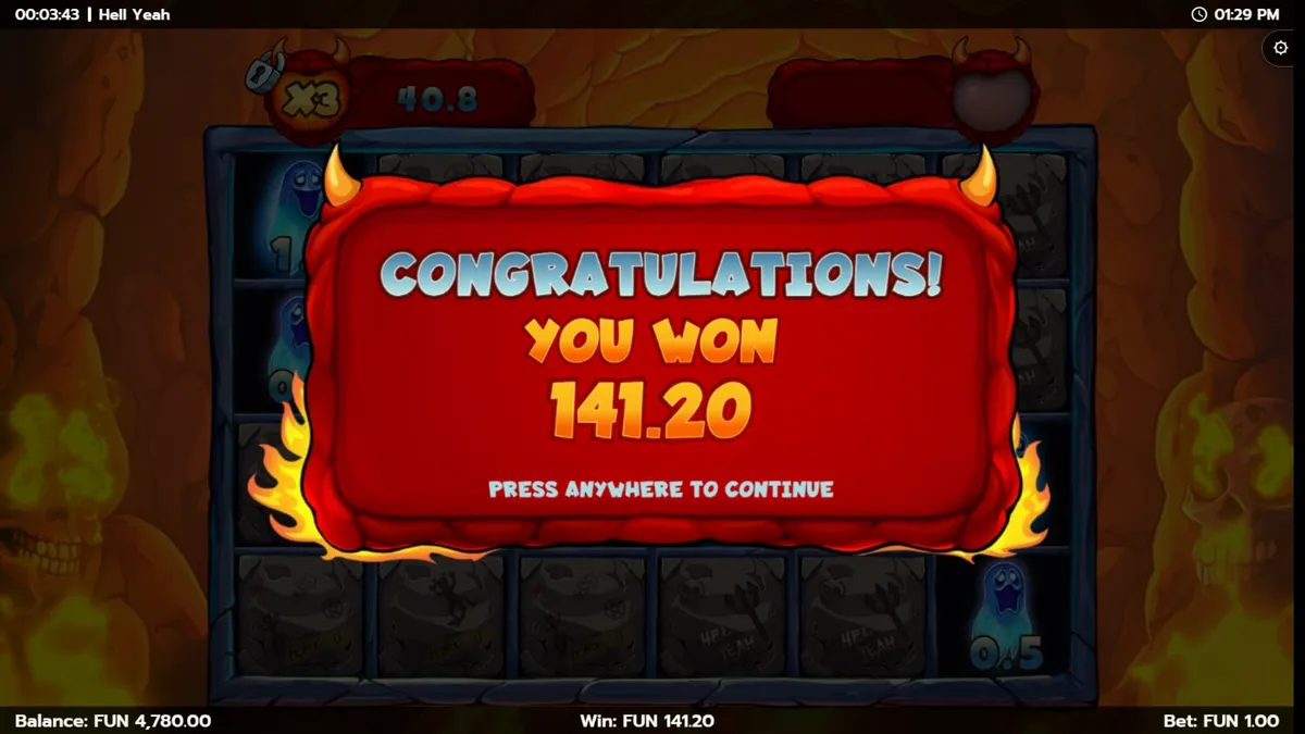 Tampilan visual slot Hell Yeah dengan karakter kartun bertema neraka